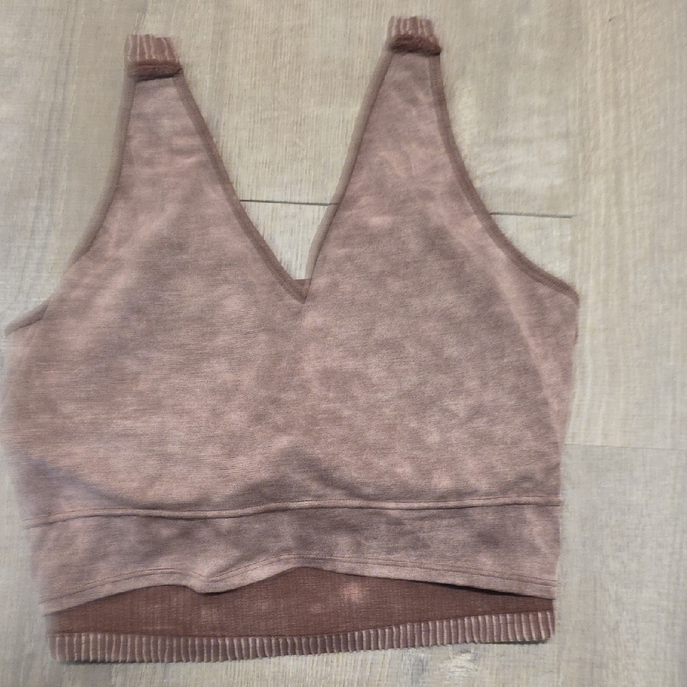 90 Degree By Reflex Brown Ribbed Seamless Crop Bra Tank NEW - Picture 14 of 16